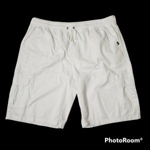 Akademiks Women's White Drawstring Cargo Bermuda Shorts